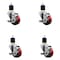 Service Caster 3'' Red Poly Swivel 1-7/8'' Expanding Stem Caster Set with Brake, 4PK SCC-EX20S314-PPUB-RED-TLB-178-4 - alternate 1